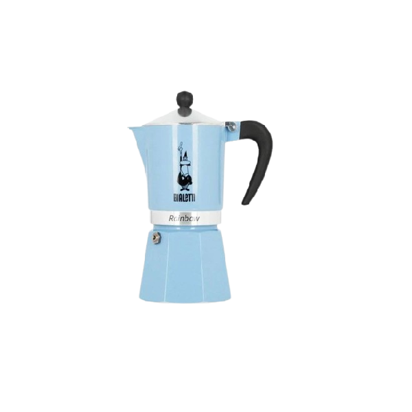 Bialetti Moka Rainbow Stovetop Espresso Maker Blue -  3 Cup and 6 Cup