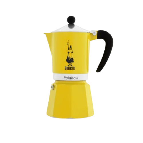 Bialetti Moka Rainbow Stovetop Espresso Maker Yellow - 3 Cup and 6 Cup