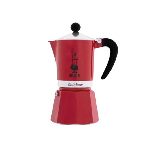 Bialetti Moka Rainbow Stovetop Espresso Maker Red - 3 Cup and 6 Cup