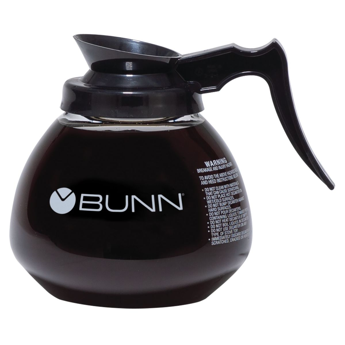 Bunn Decanter, Glass - Black Handle, 64oz., 12 Cup, Case of 3