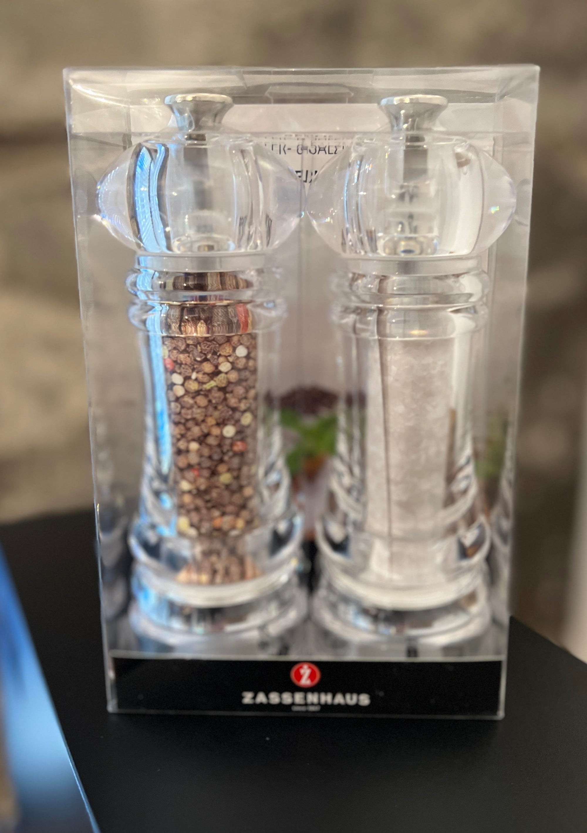 Zassenhaus Berlin Salt and Pepper Mill Set, Acrylic, 18cm