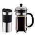 Bodum K11068-01 8 Cup Small Chambord Set Coffee Maker and Vacuum Travel Mug, 34 oz, Black