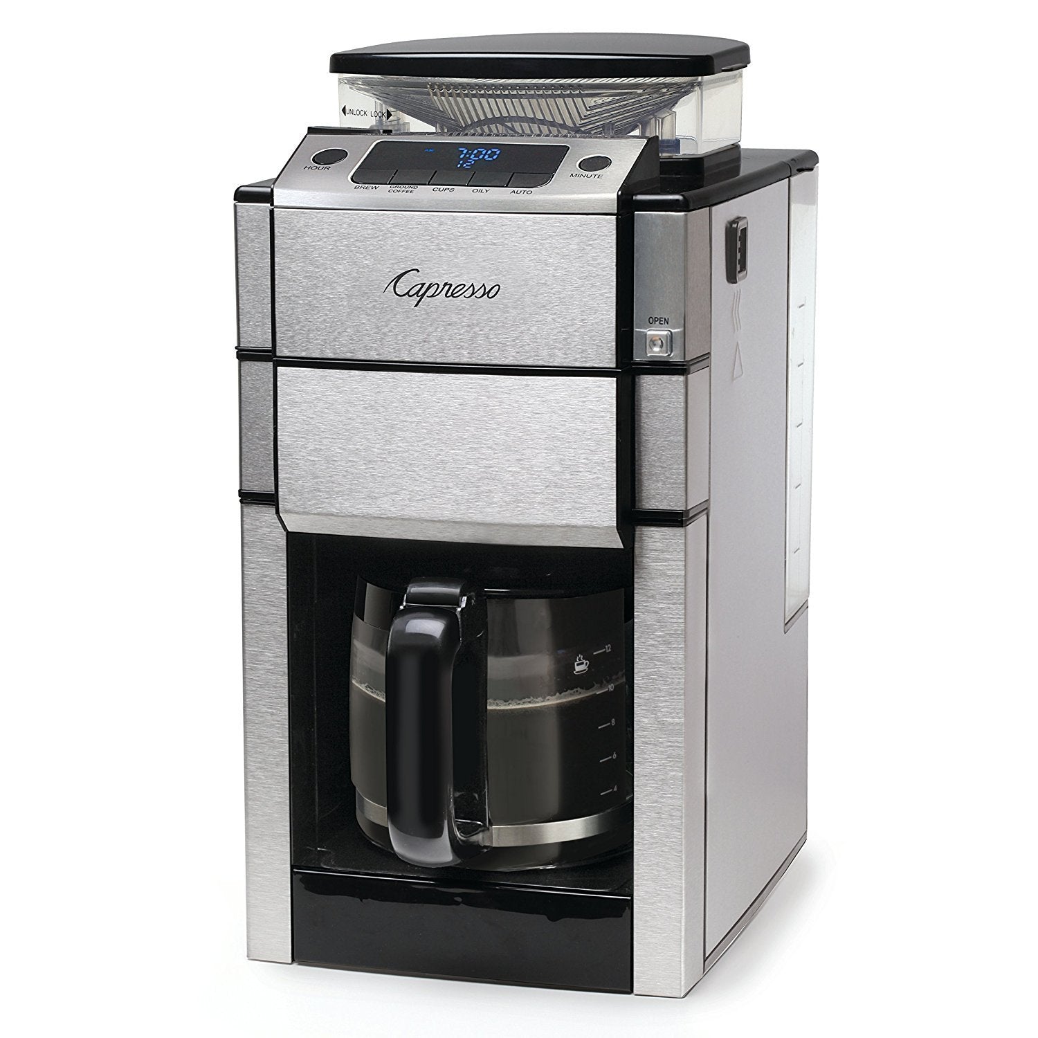 Capresso Team Pro Plus Coffeemaker - Glass Carafe and Burr Grinder, 12-Cup (1.4 L, 47 oz)