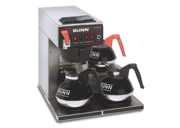 Bunn 12 Cup Automatic Coffee Brewer with 3 Lower Warmers without Faucet, CWT15-3L B/T