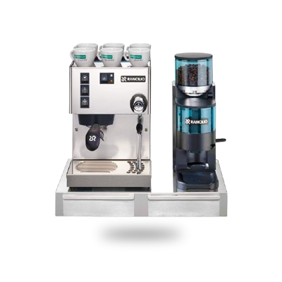 Rancilio Silvia V6 & Rocky Doser with Base