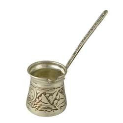 Tinned Copper Coffee Pot - Ibrik for Turkish Coffee, Hand Carved