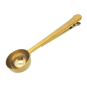 Coffee scoop with bag clip - vibrant gold