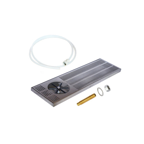 20"x 7" Side Spray Glass Rinser Drip Tray - Brushed Stainless Steel - with Drain