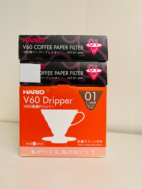 V60 Dripper Set - Plastic Dripper and Filters - Green Beanery